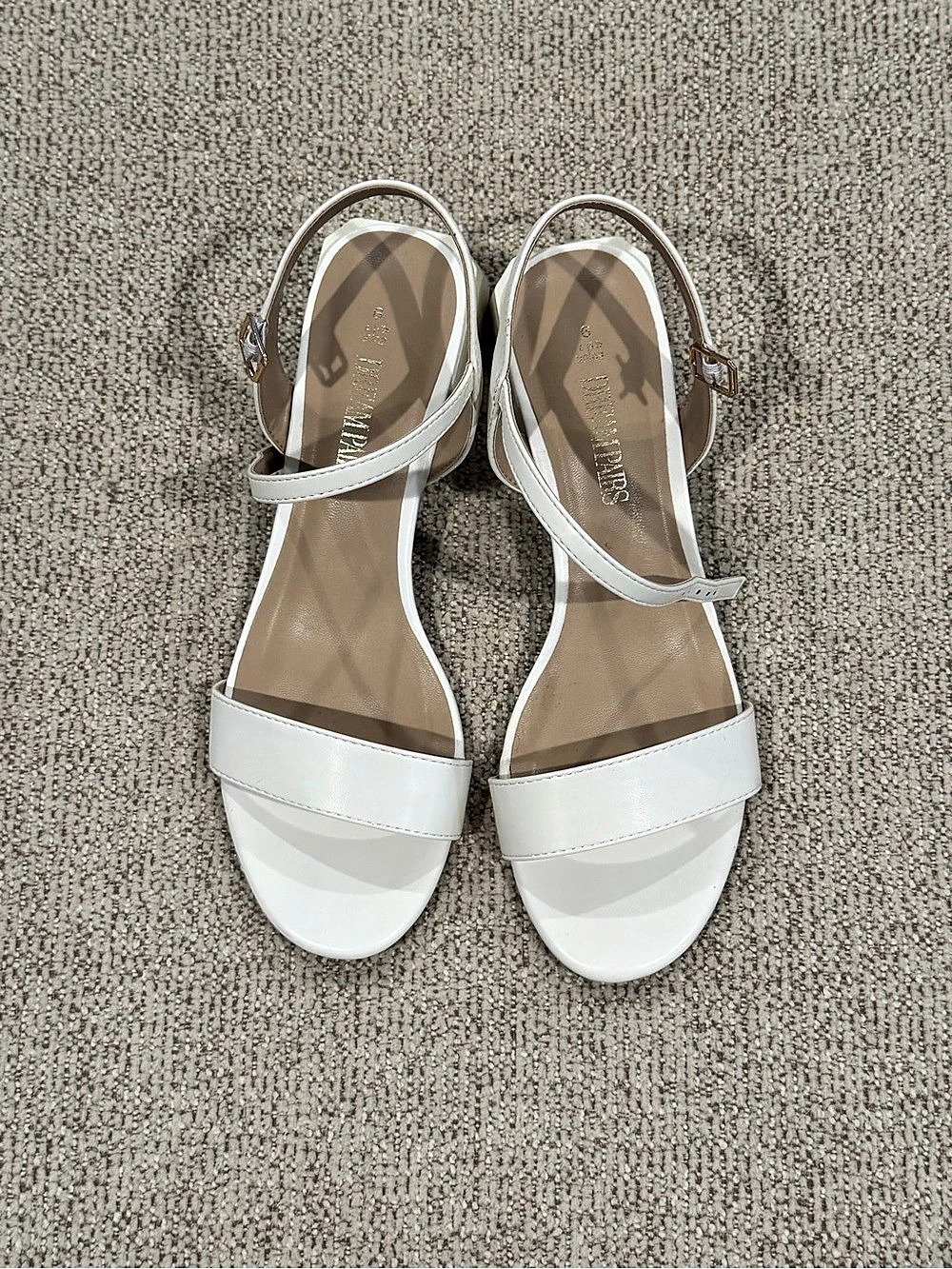 Dream Pairs Ankle Strap Low Block Heels White Like New